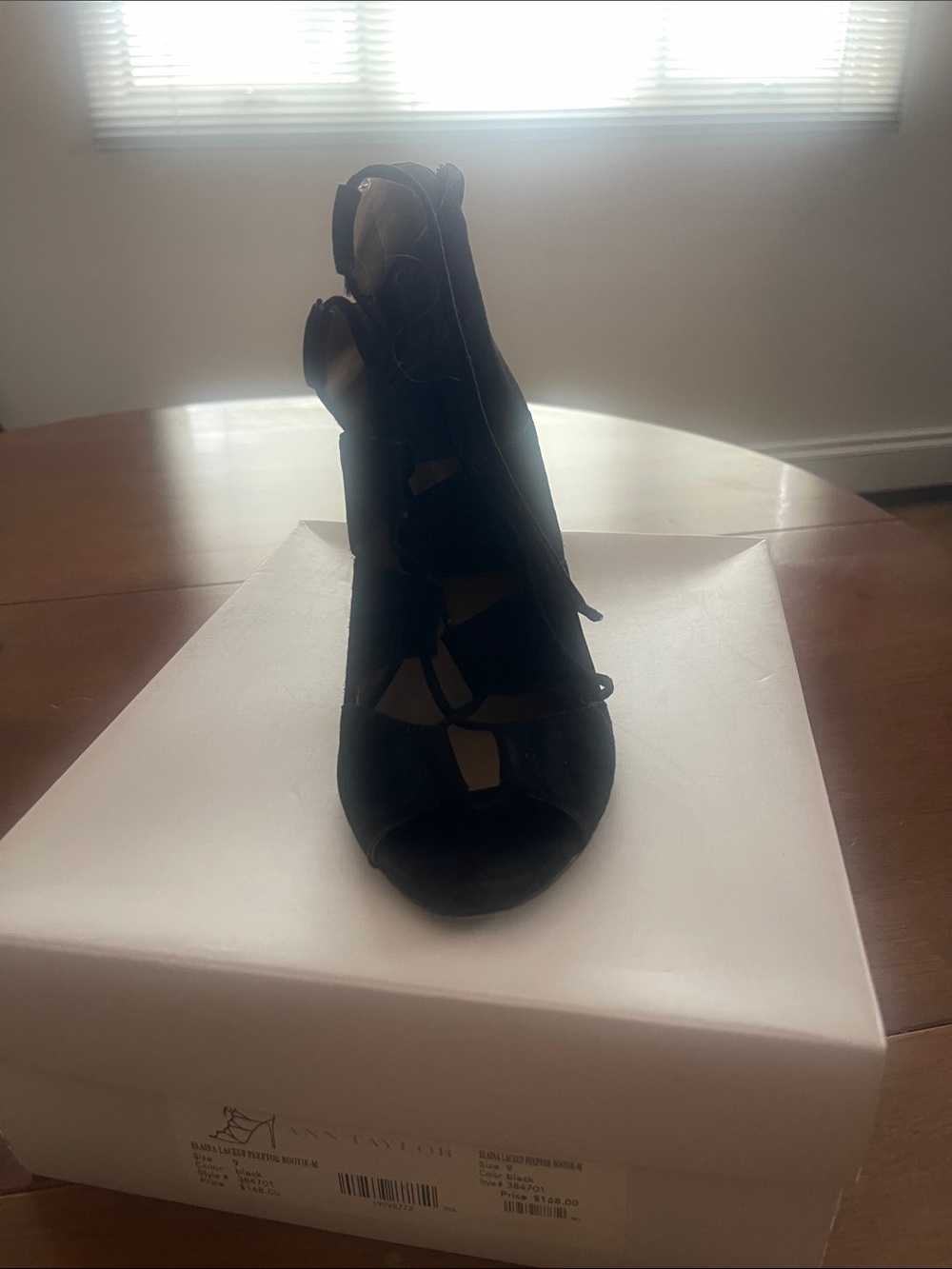 Ann Taylor Black Strappy Open-Toe Heels